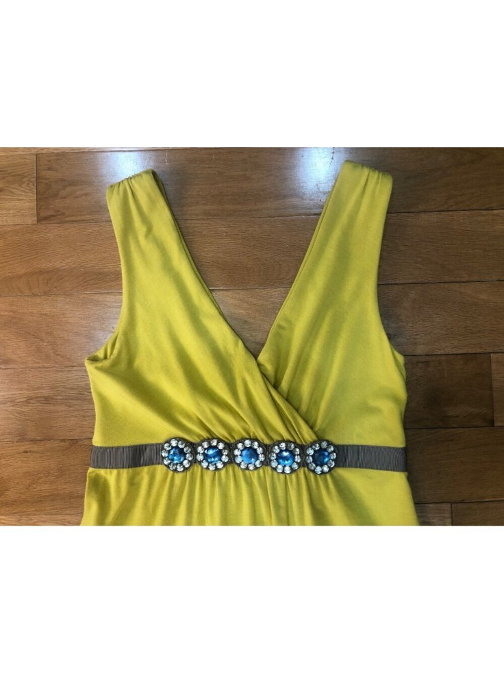 Boden V Neck Yellow Sleeveless Sheath Dress With Rhinestone Detail Size 4R - Picture 7 of 12